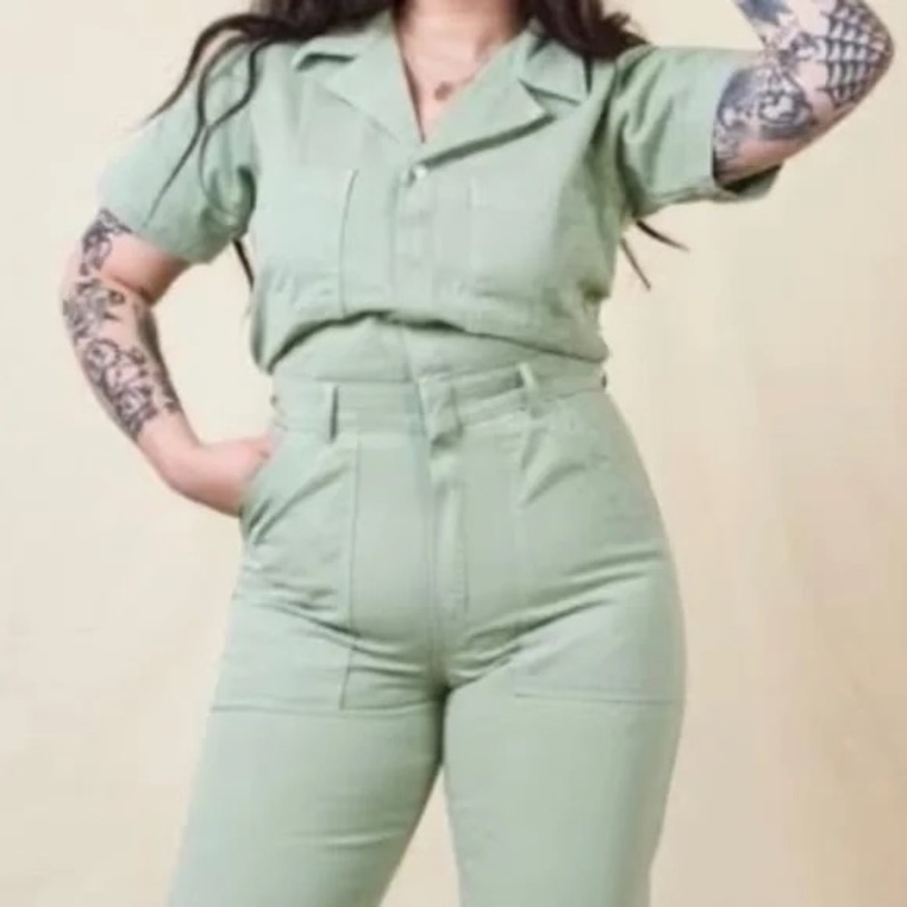 Big Bud Press Everyday Short Sleeve Jumpsuit Size S, Sage